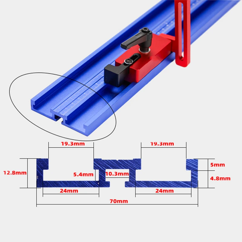 30 Type T-slot 45 Type 70 Type Miter Track 800/1000/1220mm Chute Track Stop Limit Aluminum Alloy Guide Rail Carpenter DIY Tool