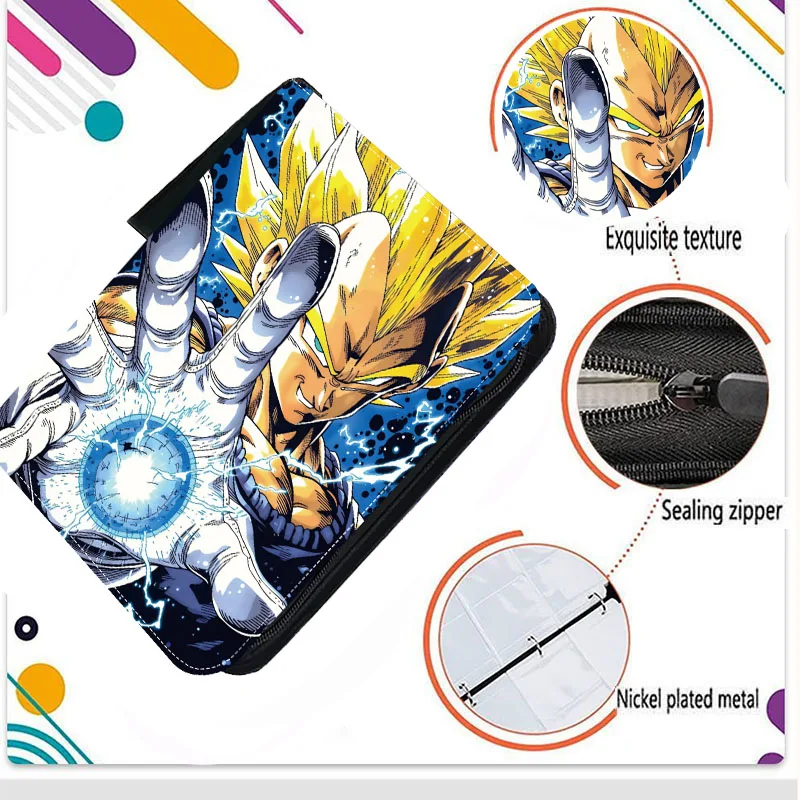 4/9 Pocket Dragon Ball Card Album Collector Book Folder with 50 inner Pages Zipper Anime Trading Game Card Binder Holder