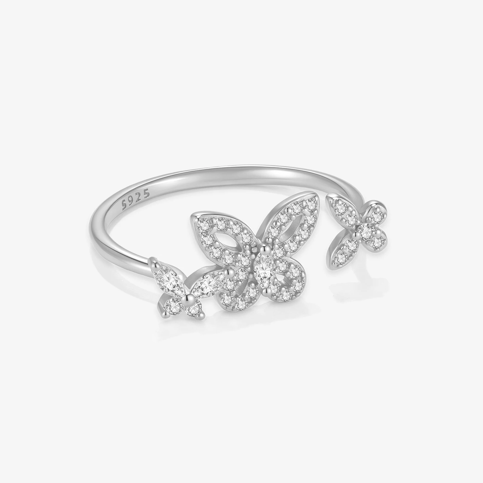 VEWANT 925 Sterling Silver Three Butterfly CZ Zircon Adjustable Open Ring For Women 2026 Delicate Luxury Birthday Jewelry Gift