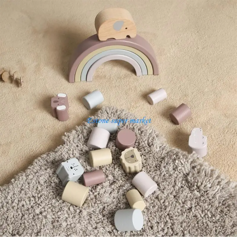 090B Khối xây dựng cầu vồng Đồ chơi xếp chồng cho trẻ cân bằng phát triển não bộ