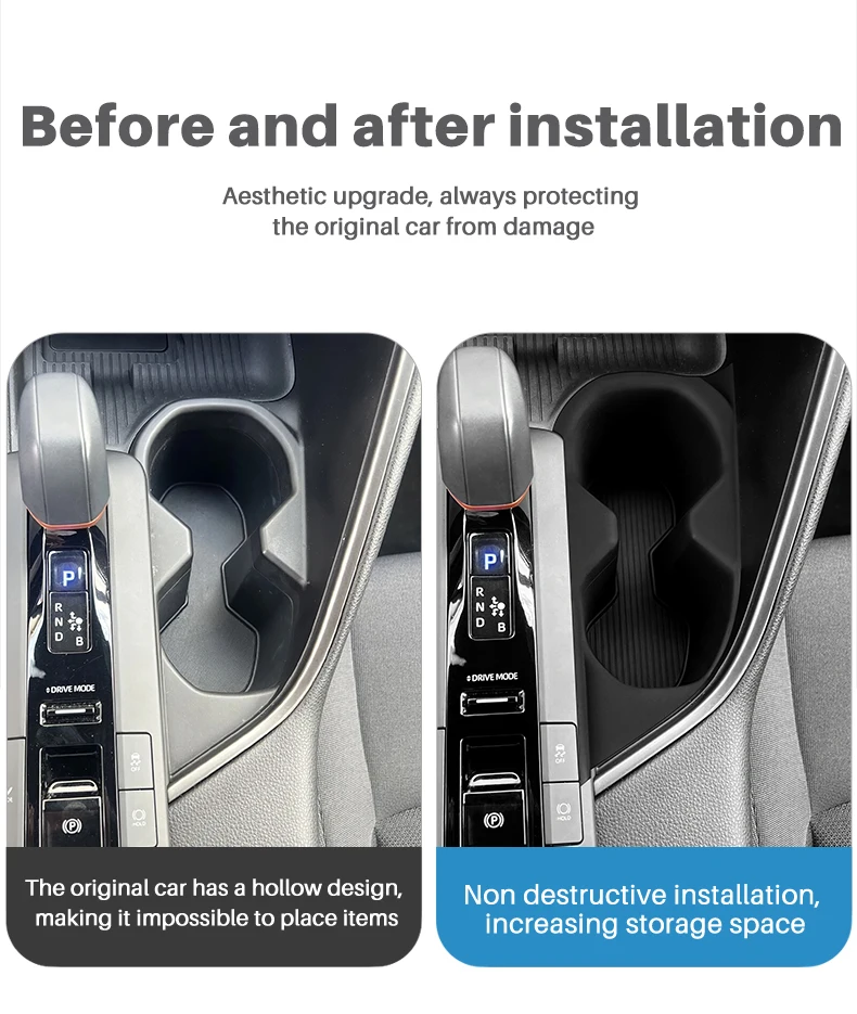 Für TOYOTA C-HR 2024 2025 2026 2027 Auto-Mittelkonsolen-Getränkehalter-Aufbewahrungsbox Kratzfestes, verschleißfestes Silikon-Dekor-Zubehör – Detail 3