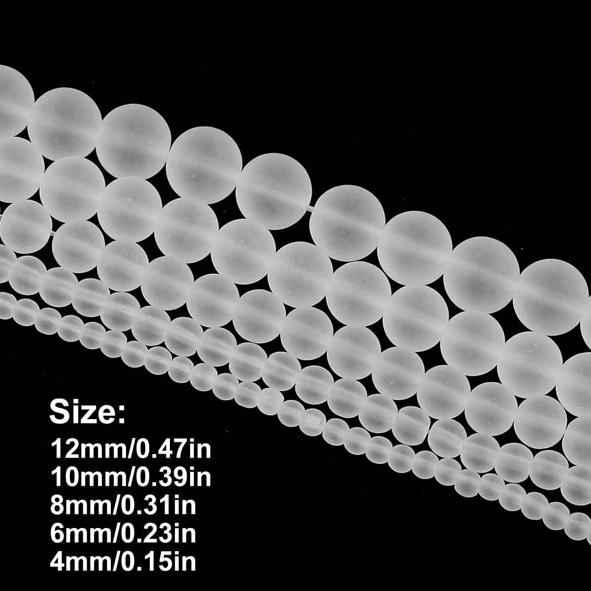 1 Strand White Frosted Glass Beads For Jewelry Making Matte Round Loose Beads DIY Bracelet Necklace Craft Supplies 4/6/8/10/12mm