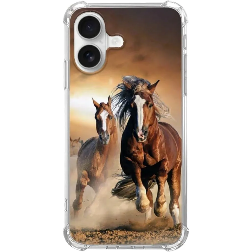 

Brown pattern of a running horse phonecase for iPhone 17 16 15 14 13 12 11 Pro/ Max/Plus shock-proof rear cover anti-fingerprint