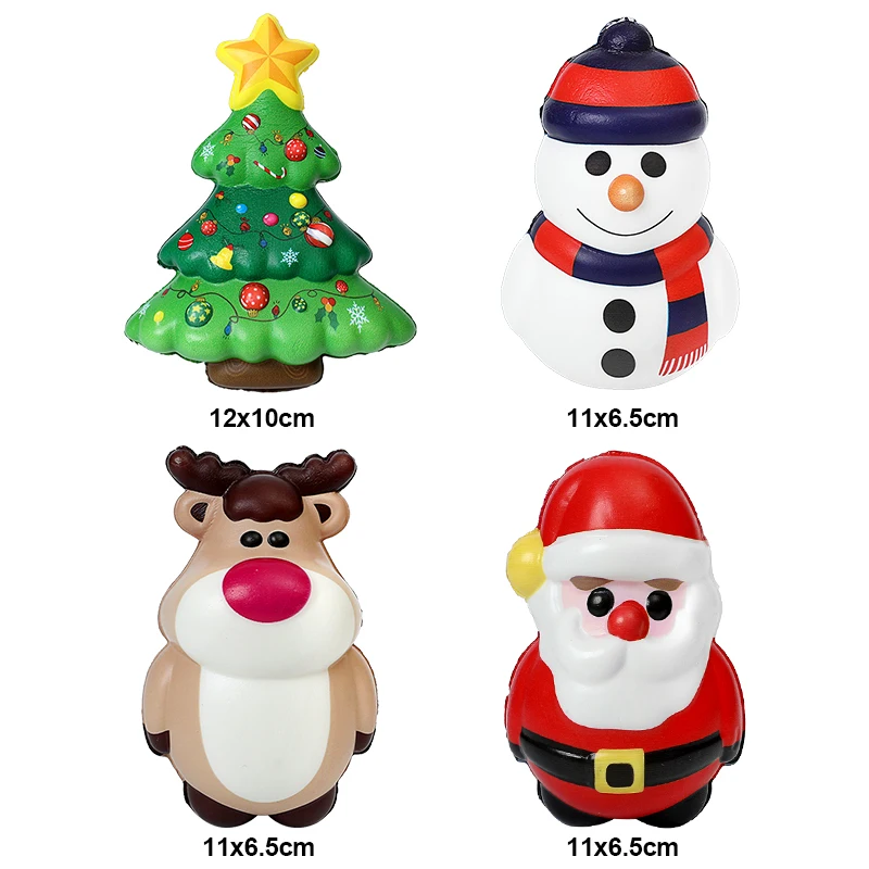 4/1pcs Christmas Anti Stress Reliever Toy Santa Claus Xmas Tree Squeeze Bounce Toy Kids New Year Gift 2024 Christmas Party Decor