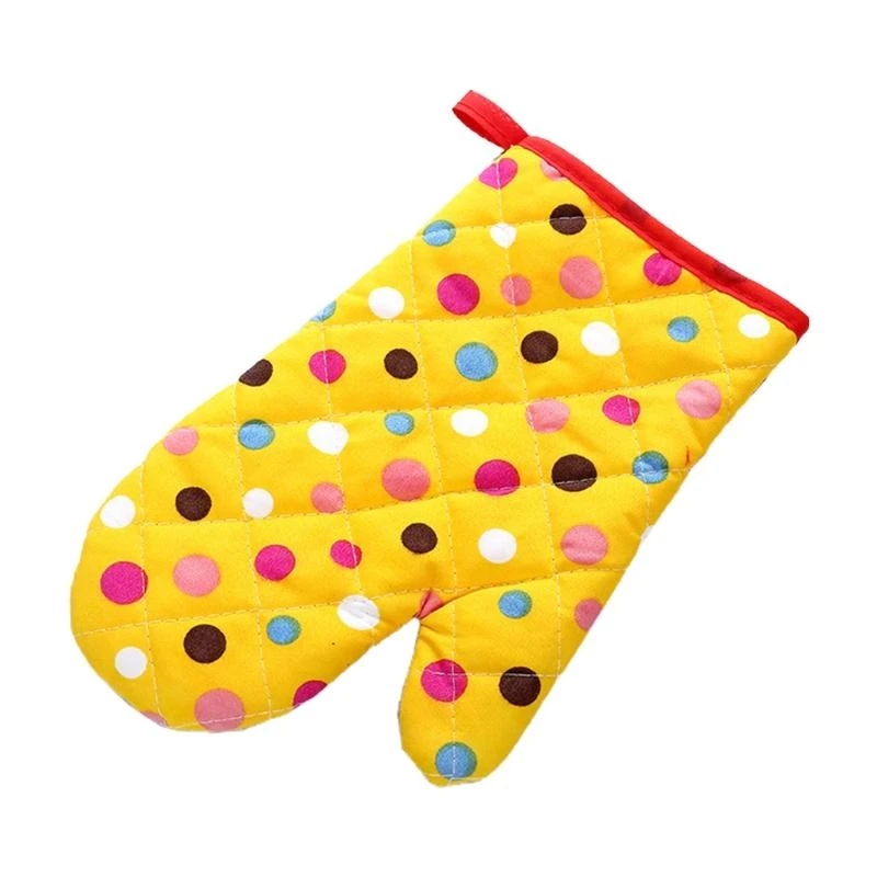 W8EA Oven Mitts Padded Cotton Glove for BBQ Cooking Baking Grilling Microwave Tool