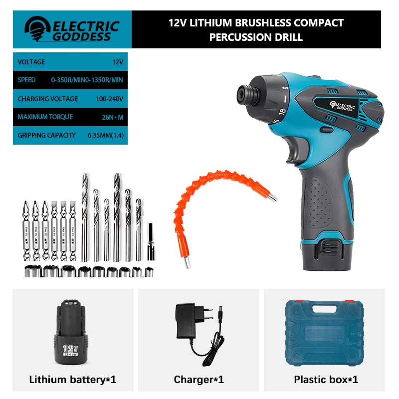 Imagem -06 - Mini Elétrica Goddess Screwdriver Furadeira Elétrica Brushless Power Tools Fittings Toolbox Bateria 12v