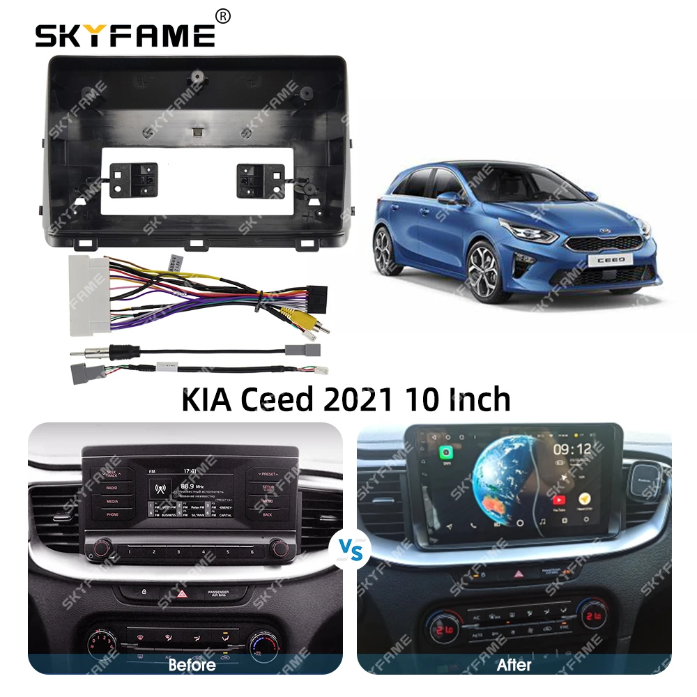 SKYFAME-Adaptador de Fascia para marco de coche, Kit de Panel de montaje para tablero de Radio Android para KIA Ceed 3