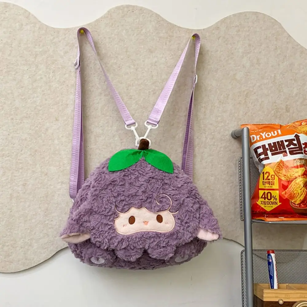 Mochila escolar de felpa con tapa de oveja de algodón PP, bolso cruzado de gran capacidad con hombros, mochila de doble uso, mochila de animales de peluche esponjosos Ins