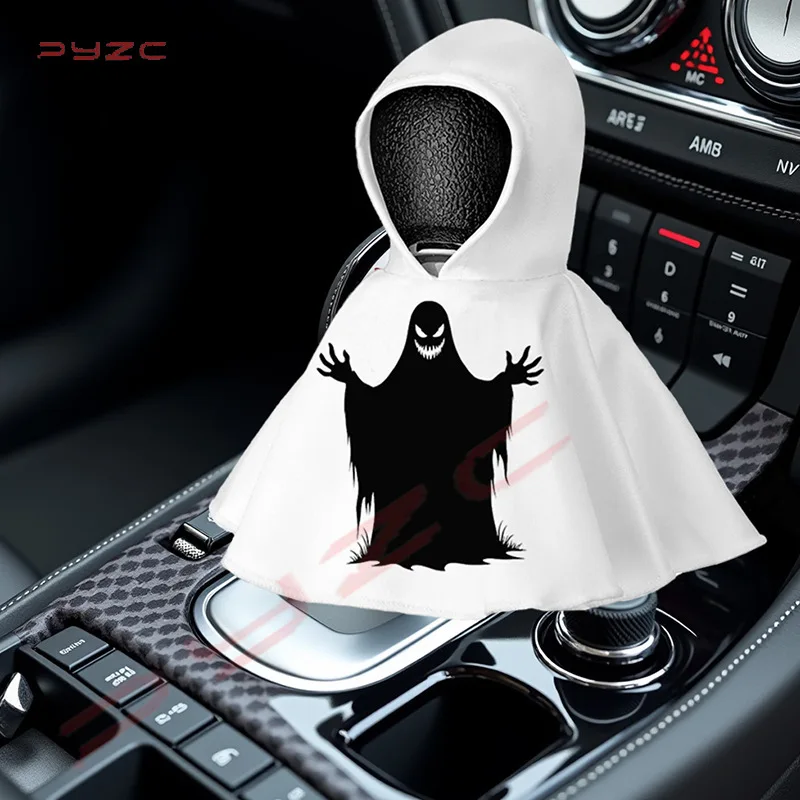 Car Gear Lever Dust Cover Halloween Decoration Hoodie Handbrake Cover Gear Cover Ghost Cloak Halloween Decoration Car Gear Cover