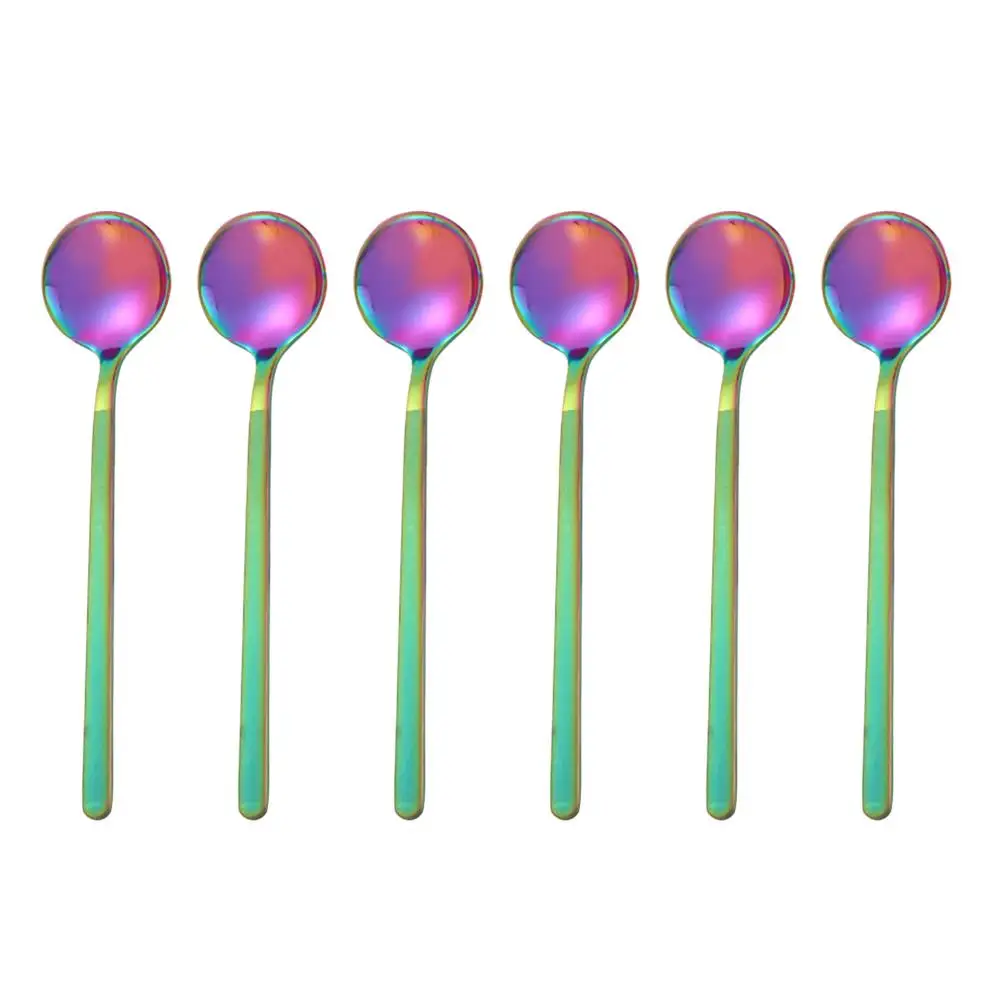 

6 Pcs Coffee Spoon Stainless Steel Mirror Finish Dishwasher Safe Mixing Stirring Teaspoon Mini Round Kitchen Bar