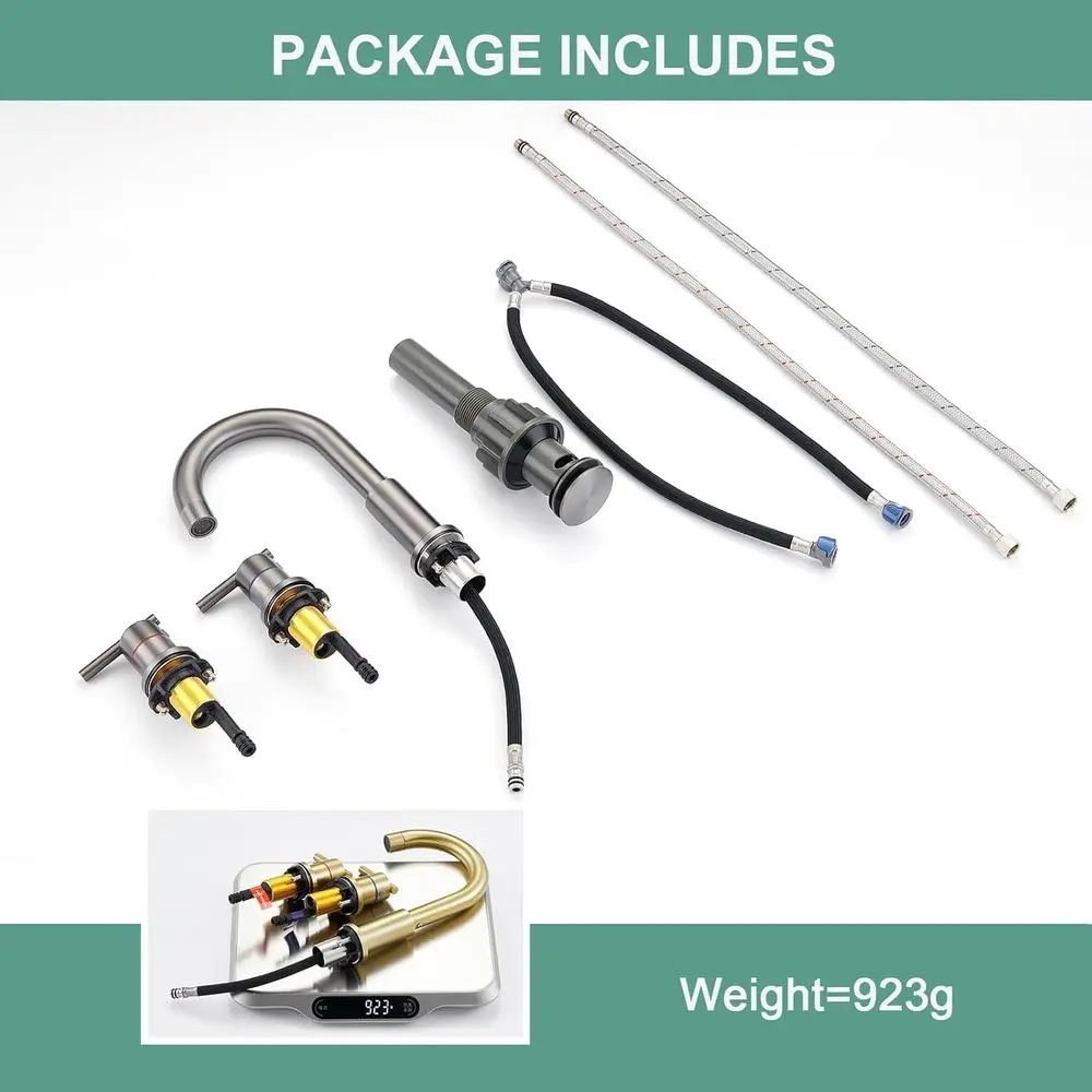 8 صنبور حمام من الفولاذ المقاوم للصدأ بمقبضين على نطاق واسع و3 فتحات و4 مركزية #6