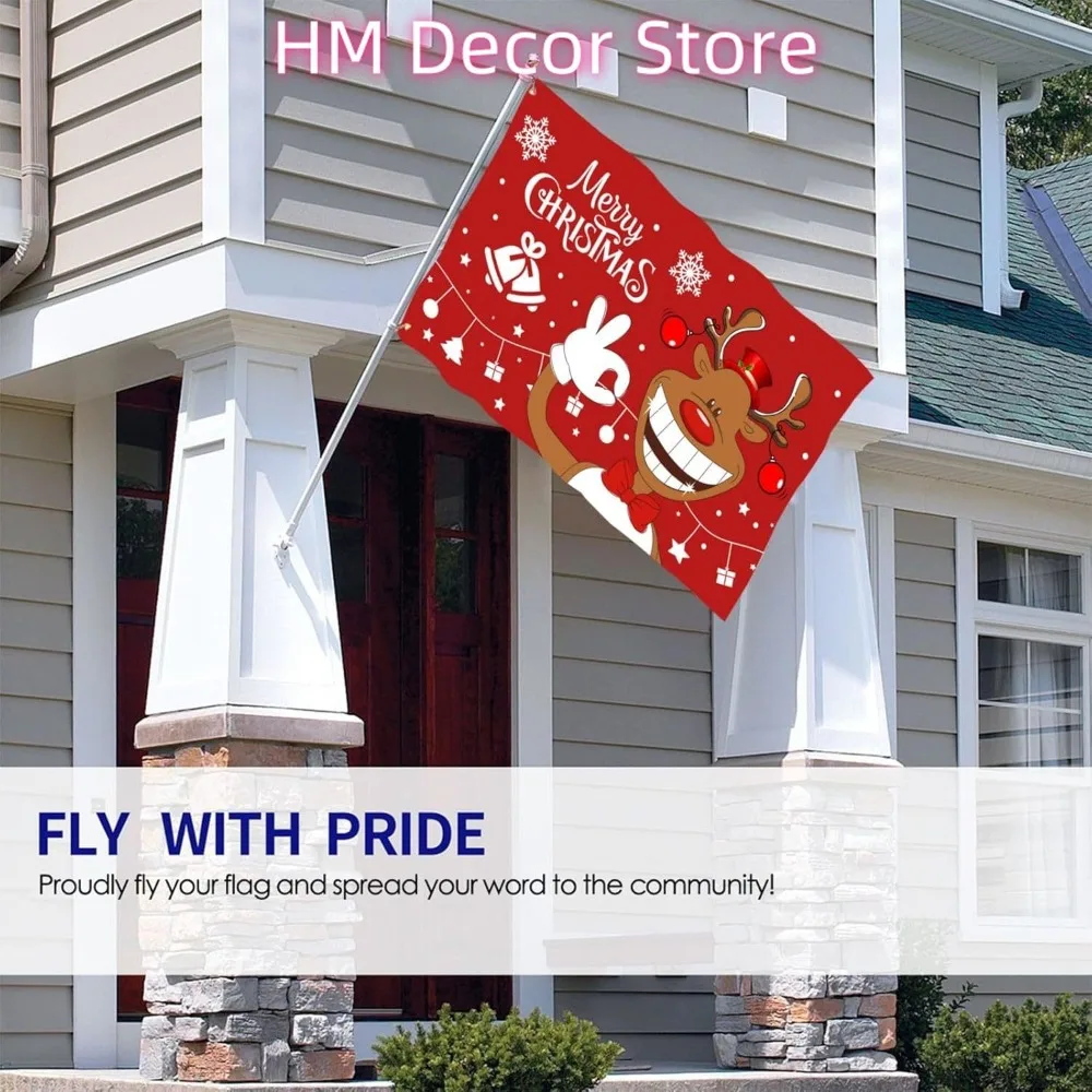 عيد الميلاد الغزلان العلم 3x5 قدم في الهواء الطلق داخلي مع جروميت عيد ميلاد سعيد أعلام مضحك لطيف الرنة عيد الميلاد العلم حديقة ساحة راية دي #4