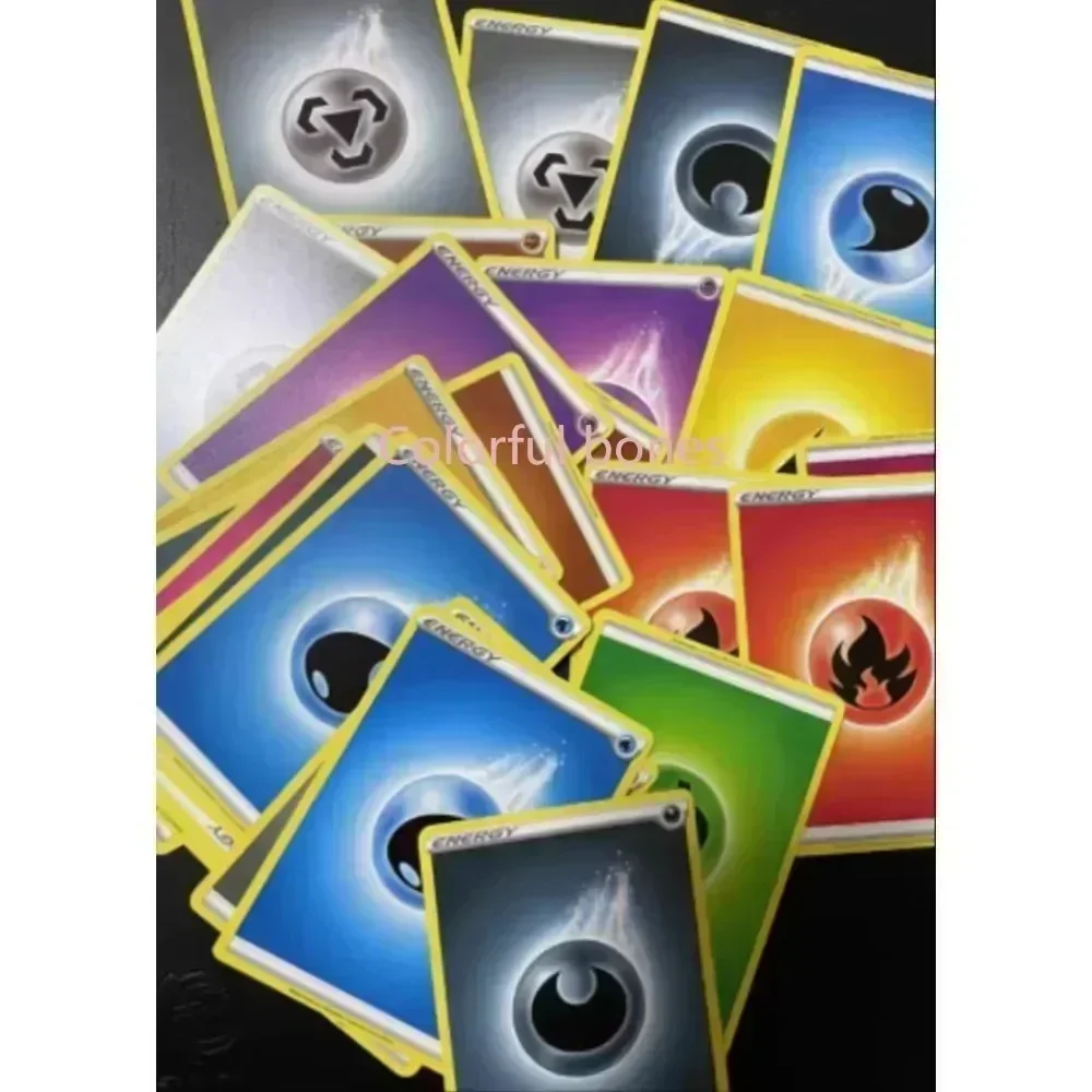 64Pcs/set PTCG Pokemon English Edition Yellow Border Energy Card The Opposite Side Is Blue Be Used As A Replacement Card