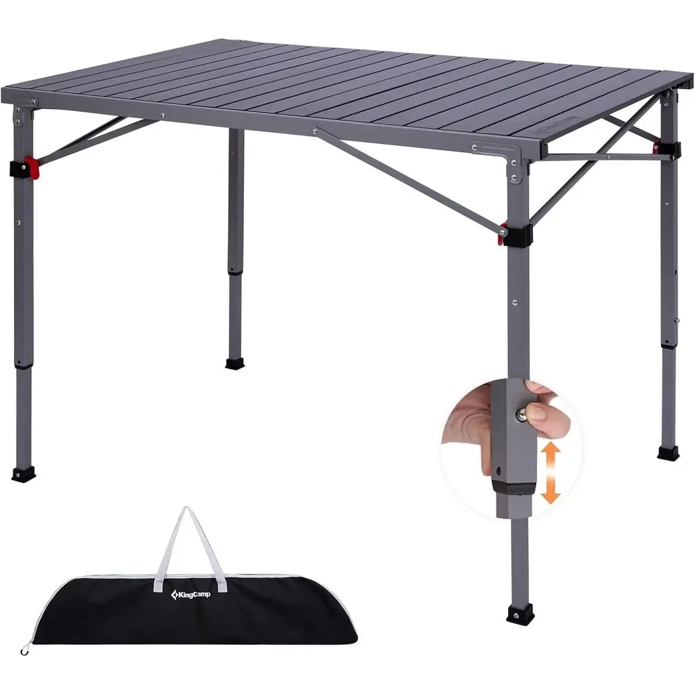 Portable Folding Camp Table - Holds 265 Lbs, 42.1x27.6, 3 Adjustable Heights, with Carry Bag for Outdoor Adventures