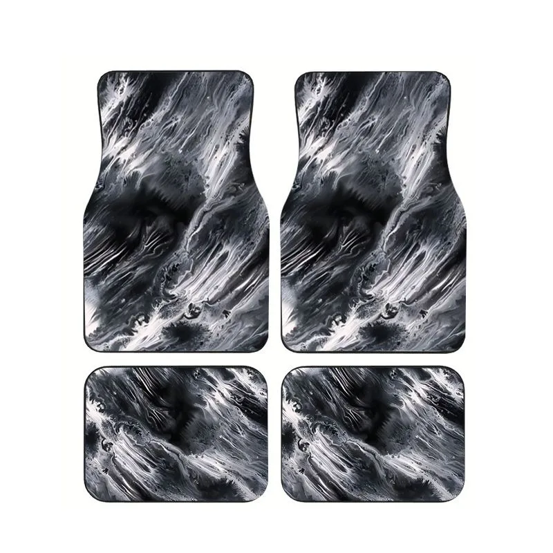 

Modern Black Gray Marble Pattern Car Floor Mat Set Universal Non-slip Anti-fouling Elegance Auto Foot Mat Interior Accessories