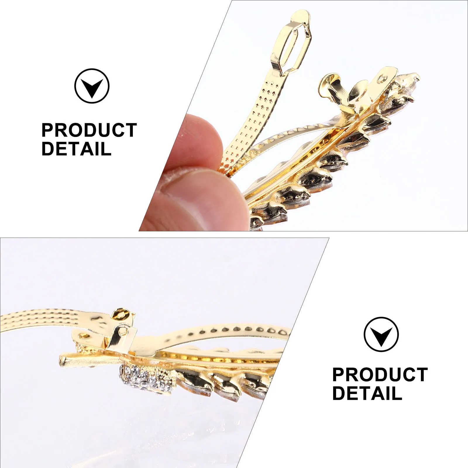 

2Pcs Crystal Hair Clips Design Electroplated Women Barrettes