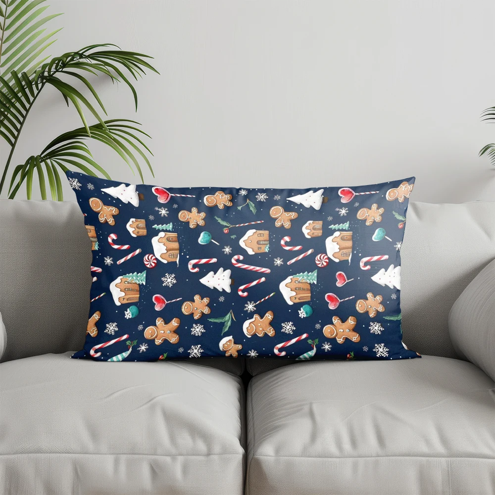 ديكور المنزل لطيف الصلصال عيد الميلاد وسادة غطاء مناسبة ل أريكة غرفة نوم سيارة وسادة غطاء وسادة مستطيلة الظهر وسادة #2