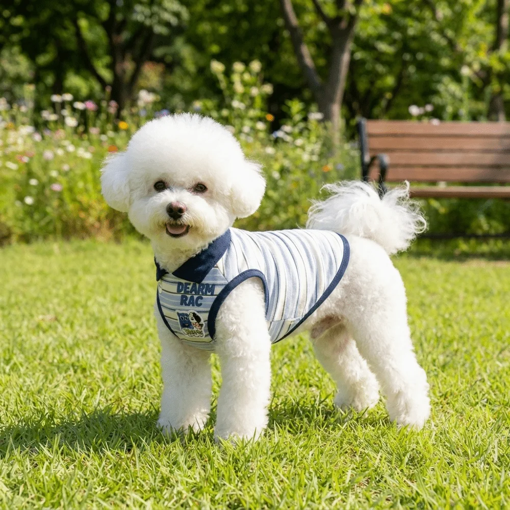 Durable Sleeveless Pet Summer Outfit Striped Thin Small Dog Apparel Lightweight Dog Vest Small