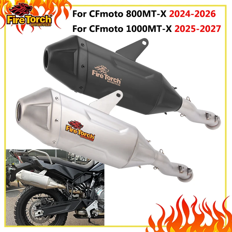 Slip On For CFMOTO MT-X800 MTX800 1000MT-X MTX1000 2024 - 2027 Motorcycle Exhaust Systems Escape Moto Mid Link Pipe Muffler