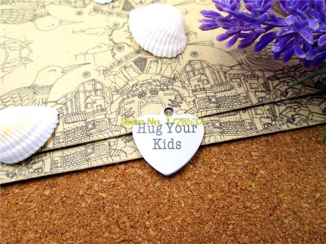 

20pcs/lot--stainless steel charms "hug your kids" 5 style for choosing DIY Charms Pendants
