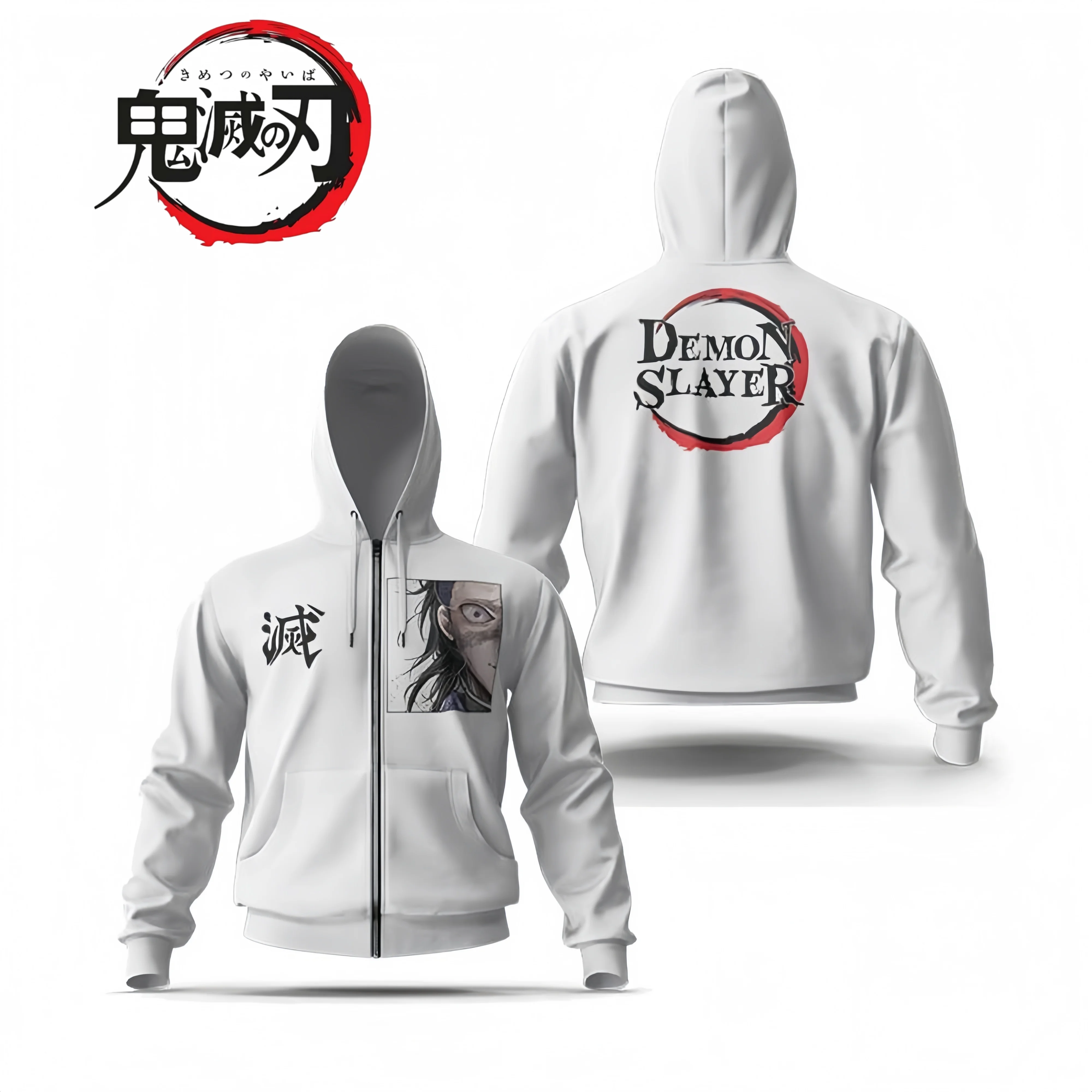 Otoño Invierno 2025 Demon Slayer Anime 100% chaqueta con capucha de algodón puro con cremallera hombres mujeres sudadera ropa de calle Casual de gran tamaño Y2k