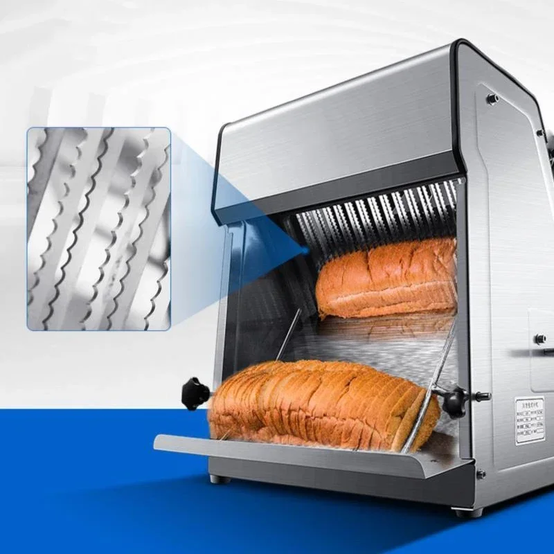 220V/370W Commercial Multifunctional Bread Toast Slicer Commercial Electric Bread Slicer Stainless Steel Square Slicer