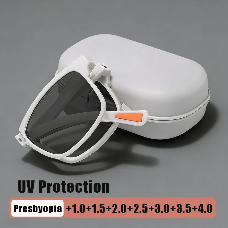 

Portable Folding Presbyopia Sunglasses 2-in-1 Outdoor UV-Protective Reading Glasses Unisex Classic Driving Shades DiopterTo +4.0