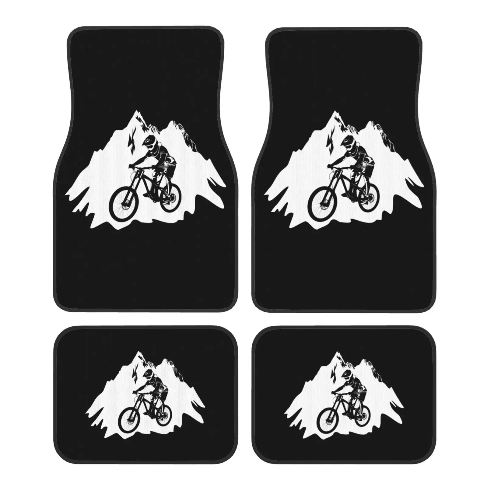 Mountain Road Bike Riding Print Car Floor Mats Waterproof Car Carpet Mat Set of 4pcs with Anti-Slip Backing Fit for SUV Trucks