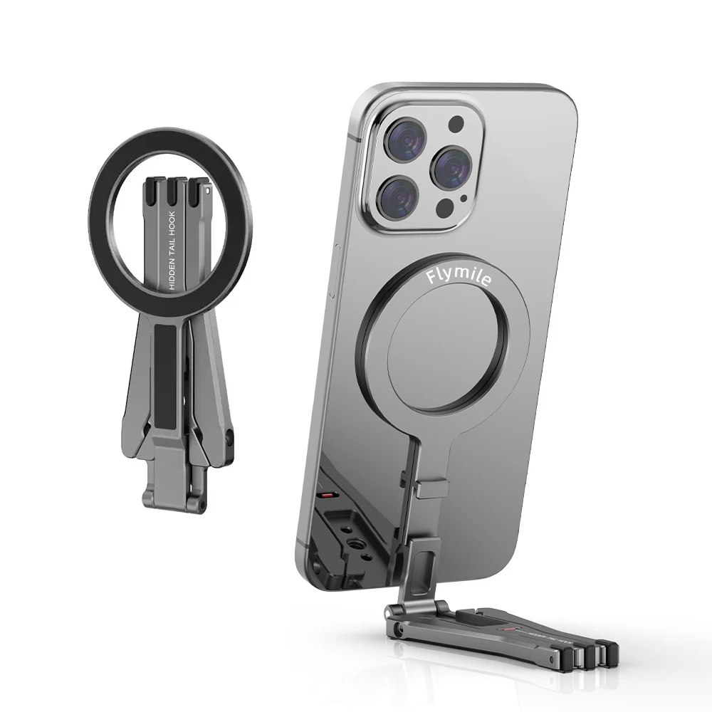 

Aluminum Magnetic Selfie Stick Tripod Compatible with Magsafe iPhone 17 16 15 14 Samsung Phone Selfie Live Streaming Bracket