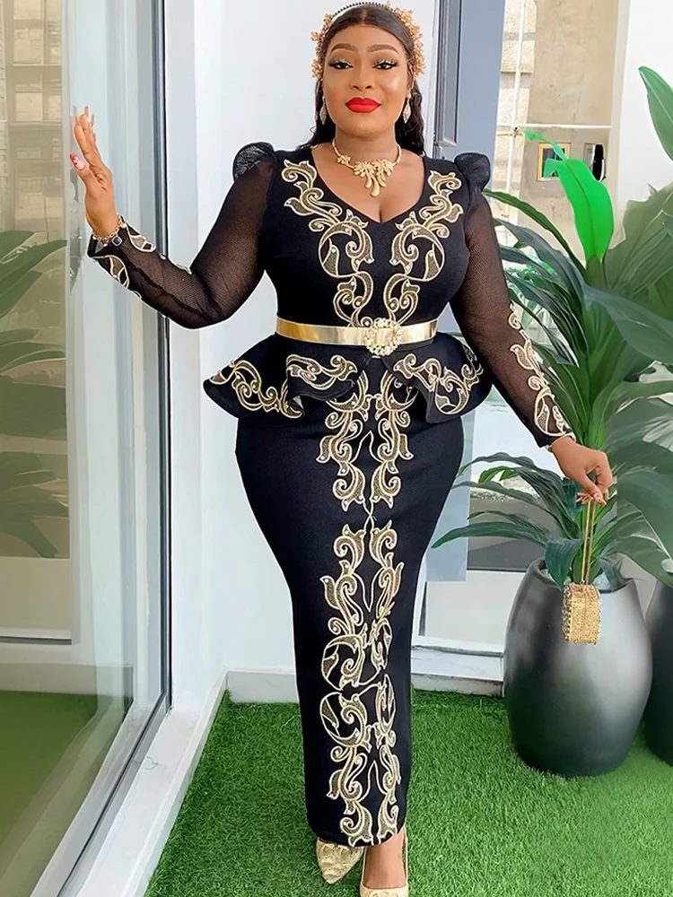 

Robe Africaine Femme 2024 Africa Clothes For Women Wedding Party Birthday Evening Gown Dubai Long Sleeve Abayas Plus Size Dress