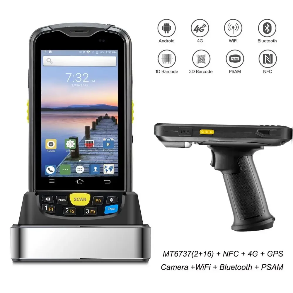 RUGLINE RT6000 Android 6.0 PDA 2D barcode scanner Handheld Nfc Reader Long Range