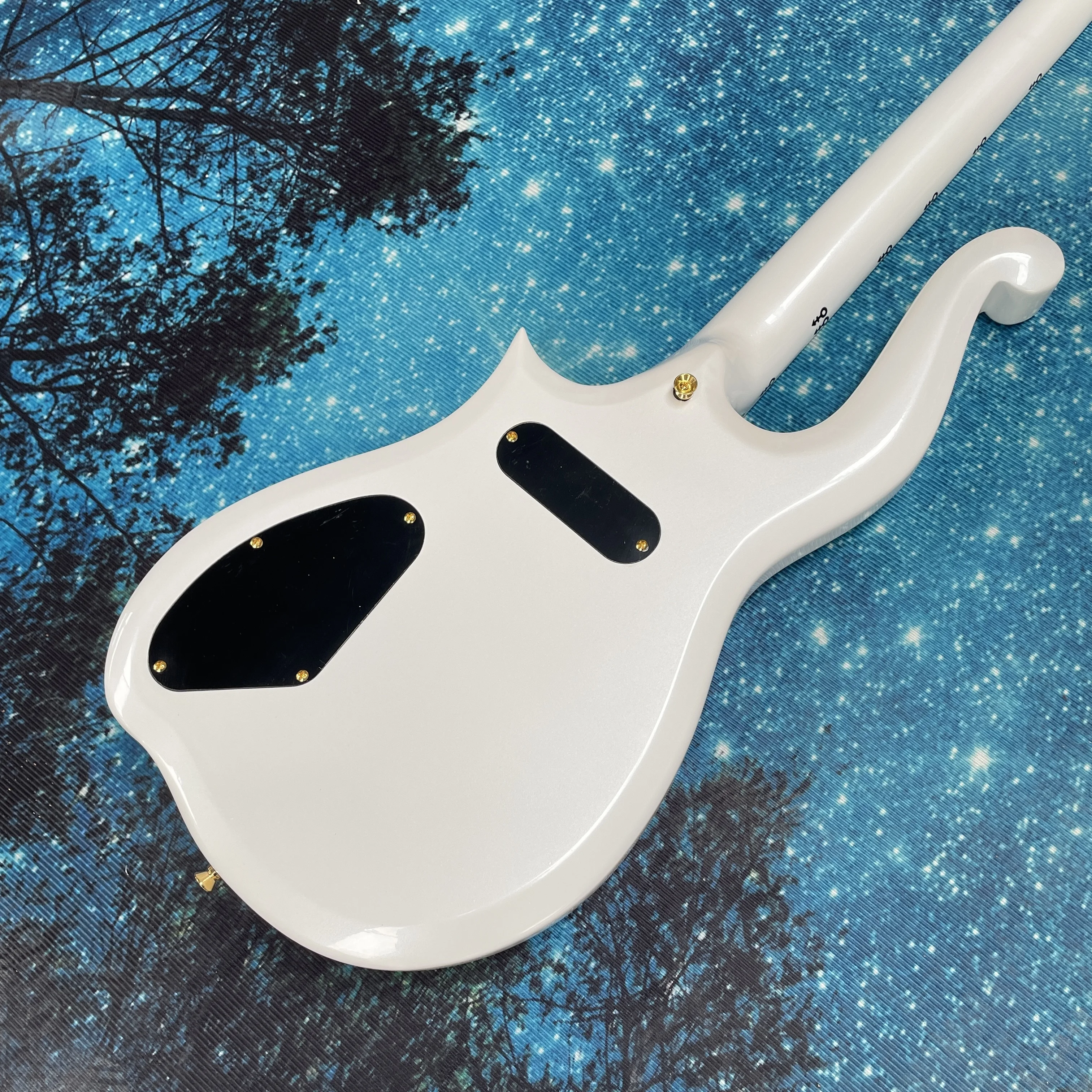 White electric guitar, single and double pickup guitars, maple fingerboard electric guitarra view 6