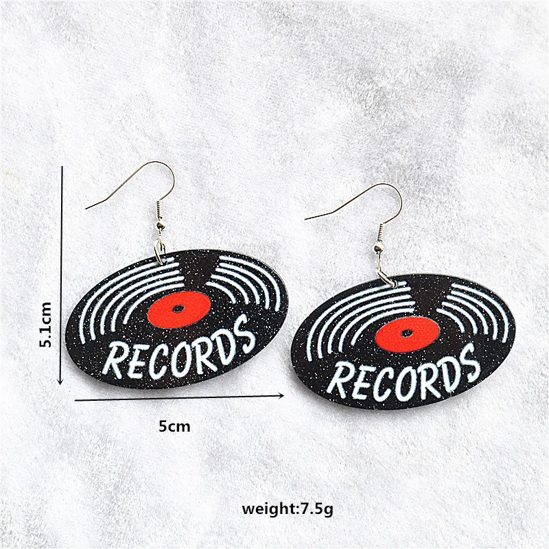 Earrings, creative, vintage, vinyl, tape, hip-hop, nostalgic, fashionable, versatile earrings