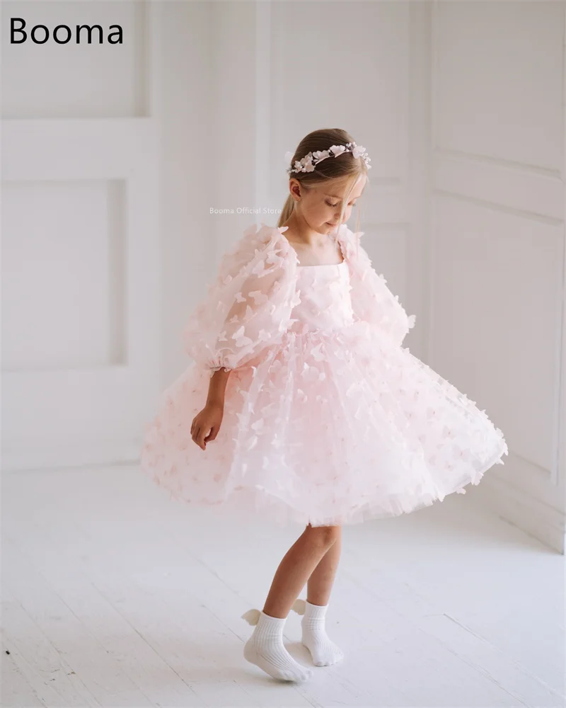 Booma Flowers A-Line Girl Dresses Wedding Party Dress for Kids Knee-Length Girls Prom Gowns Customized 2025