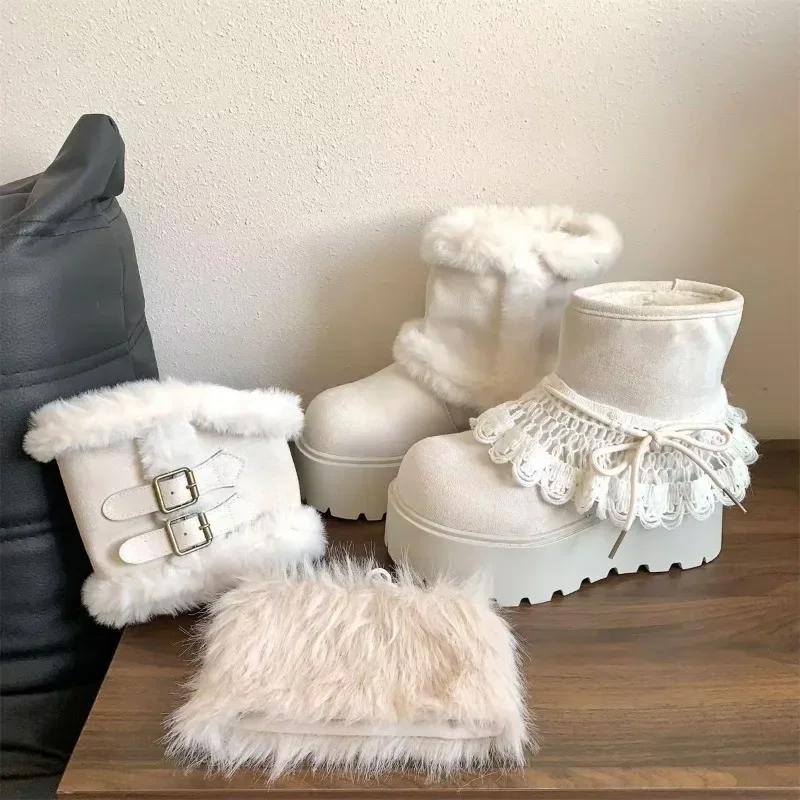2025 Autumn/Winter Imitation Deer Skin Snow Boots for Women, Warm Thick Bottom Retro 6 Ways To Wear Versatile Women's Boots