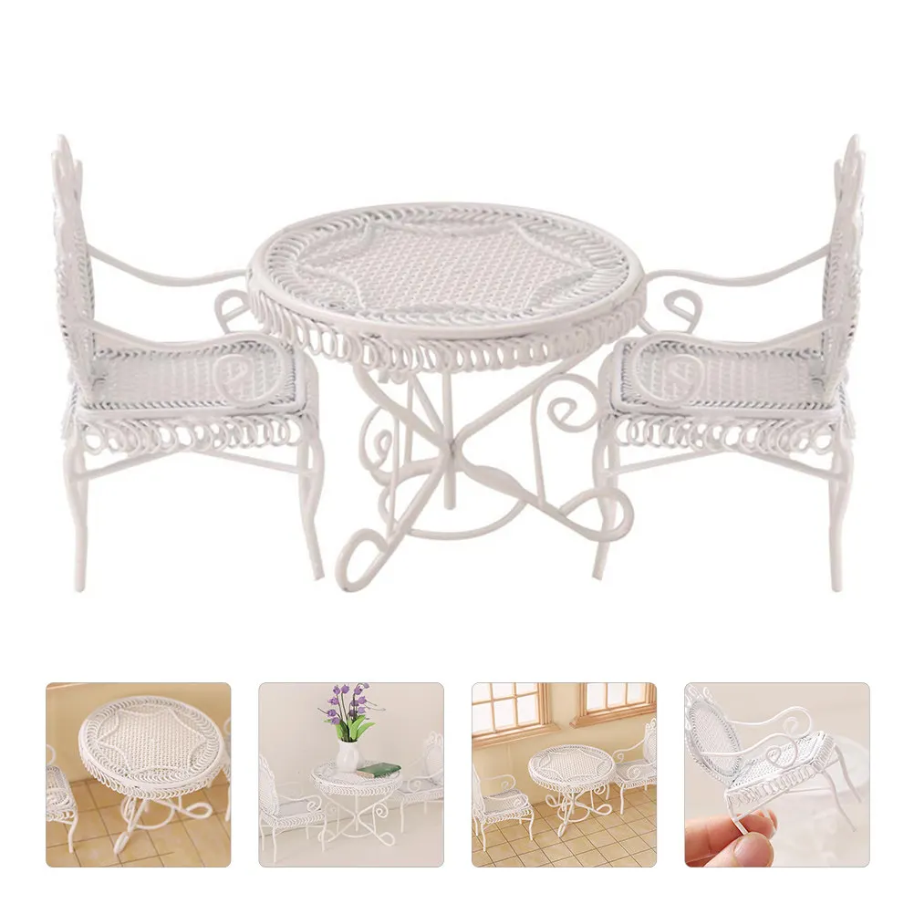 

1Set Mini Coffee Table Chair Mini House Accessory Suitable Volume Excellent Supplementary Decoration Refined Perfect Micro