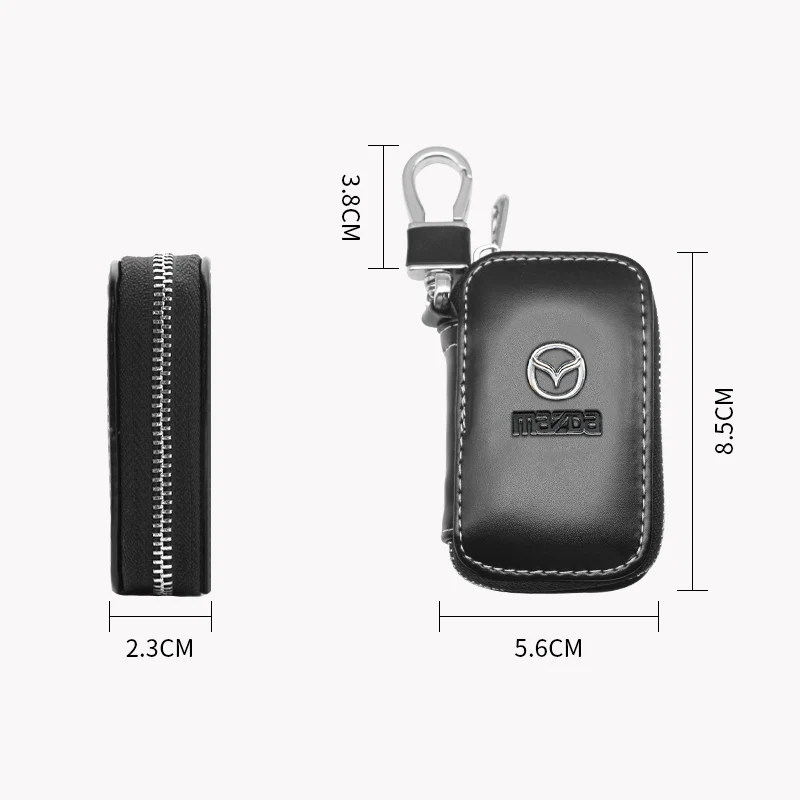 Leather Key Wallet Zipper Key Case Organizer Bag For Mazda 3 2 6 CX5 CX4 CX3 CX-9 Axela Atenza MX3 MX5 CX30 MS Cars Accessories