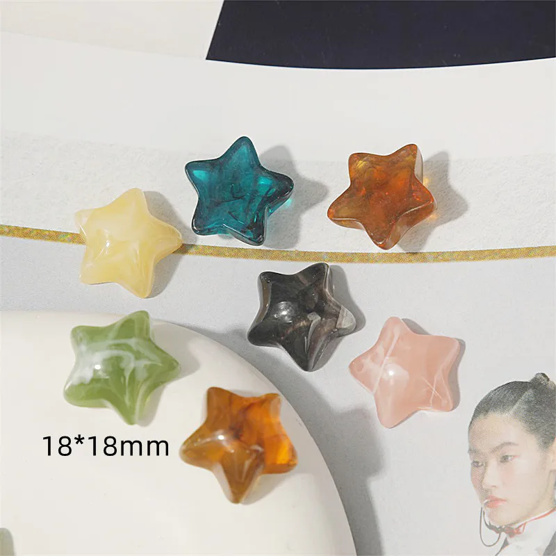 

Полупрозрачная пуговица со звездой, кабошон из смолы, 10 шт., с плоской спинкой для самостоятельного изготовления ювелирных изделий, оптовая продажа, аксессуары для украшения скрапбукинга
