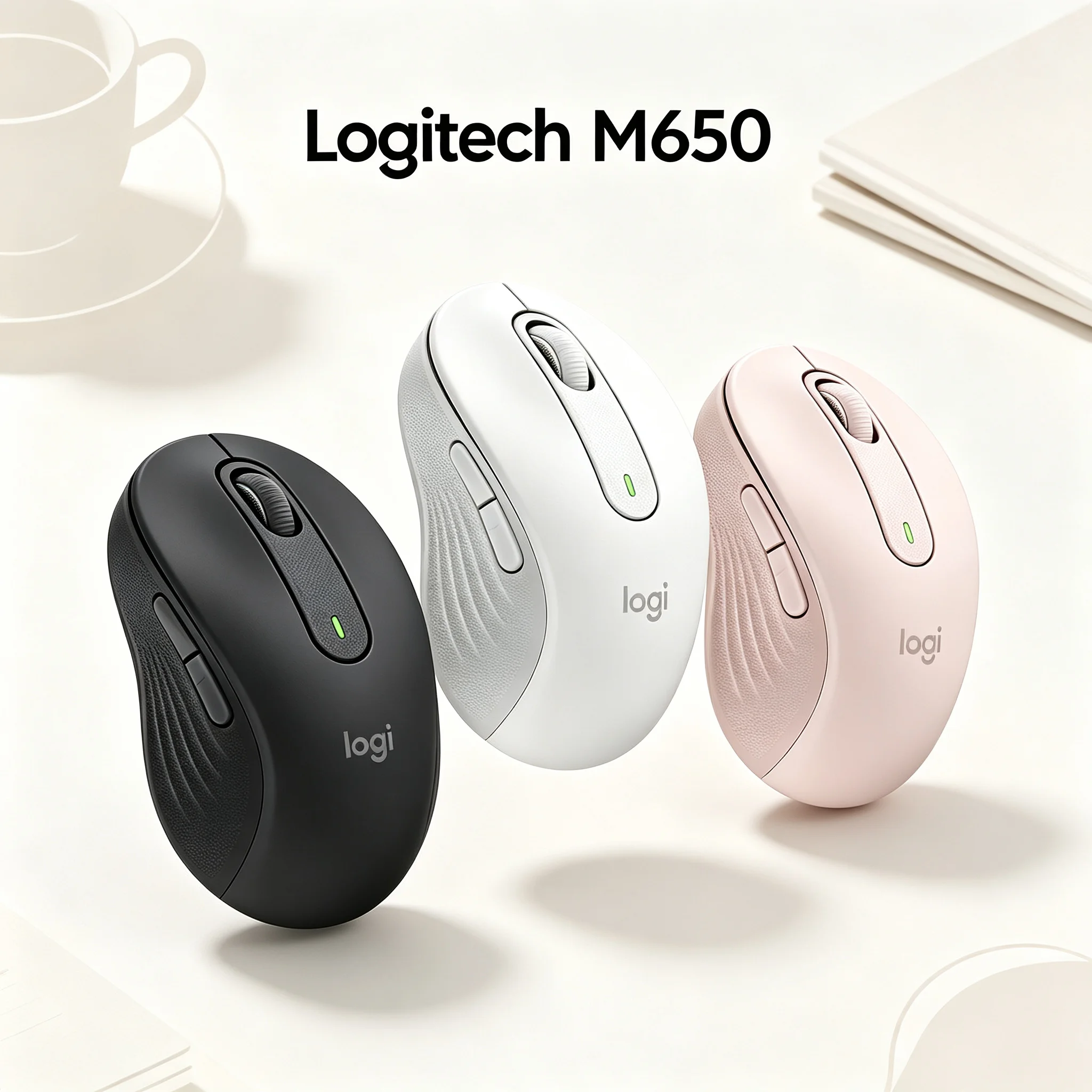 Logitech Signature M650 Wireless Office Mice Multi Pairing Connect 3 Devices Simultaneously SilentTouch Quiet Click 4000DPI Sens