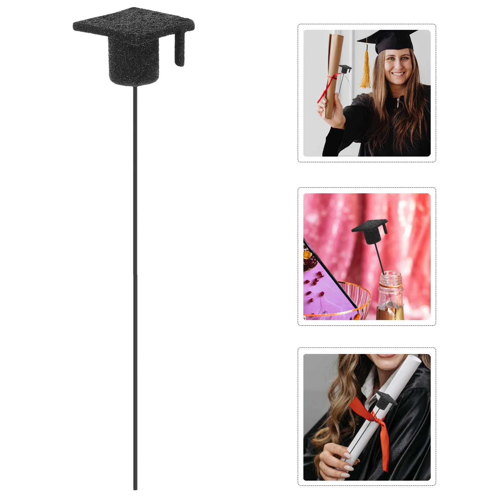 

10Pcs Graduation Cap Insert Glitter Decoration Graduation Prop Scene Decor Party Supplies Grad Cap Ornament Party Favors