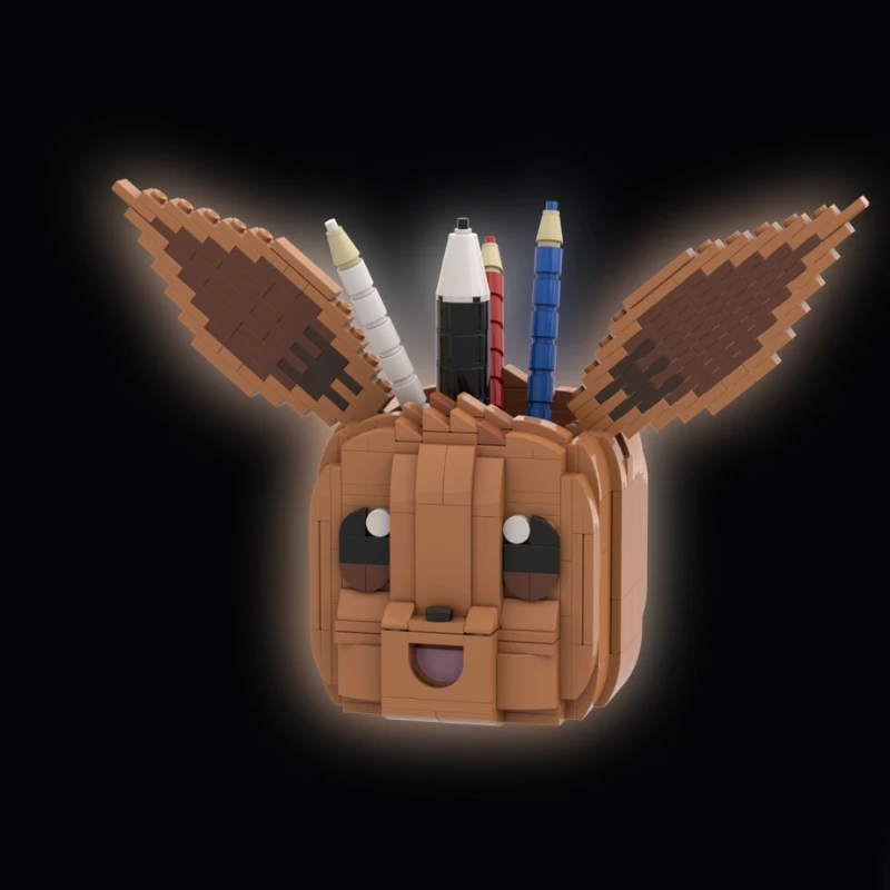 

524PCS MOC Eevee Pencil Holder Pen not included DIY Educational Model Building Blocks Desk Organizer Toy Birthday Gift for Kids