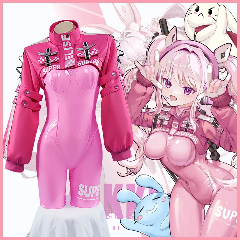 Game NIKKE Alice Cosplay Costume Wig Latex Jumpsuit Suit NIKKE：The Goddess of Victory Cosplay Halloween Costume for Women Comic