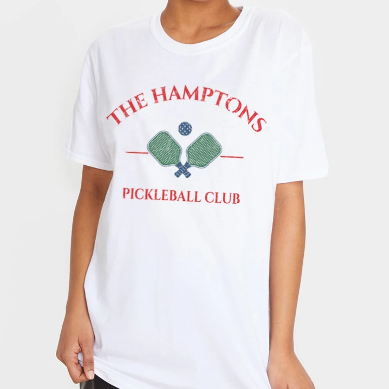 Hamptons Pickleball Club T-Shirts For Women Vintage Sports T Shirt Summer Trendy Streetwear Graphic Tees Female Vacation Tops