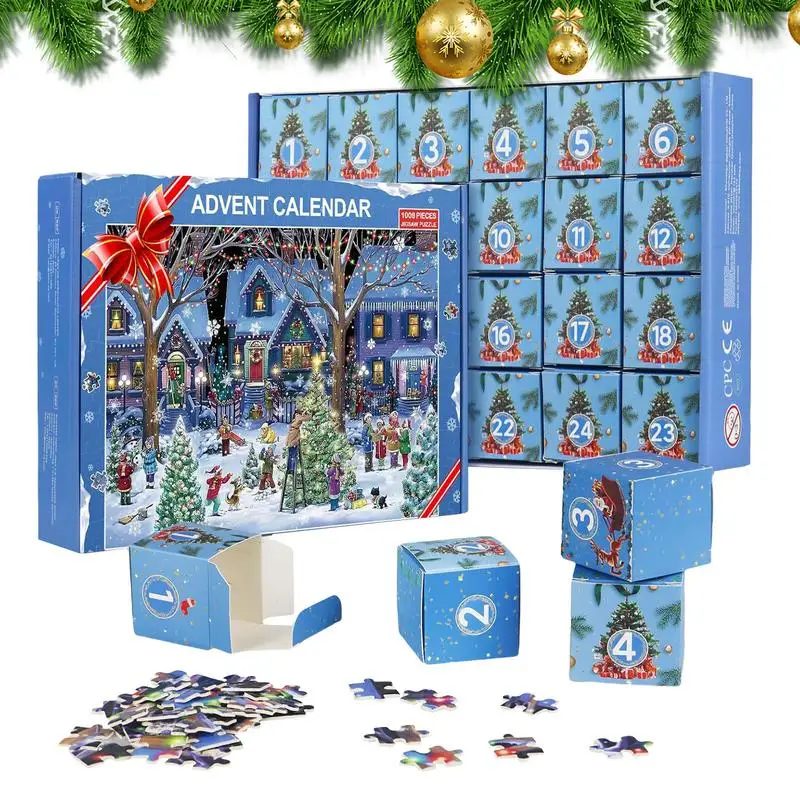 

24 Days Christmas Puzzle Advent Calendar Enlightenment Card Puzzle Early Education Cartoon Pattern Cognitive Toy For Family game