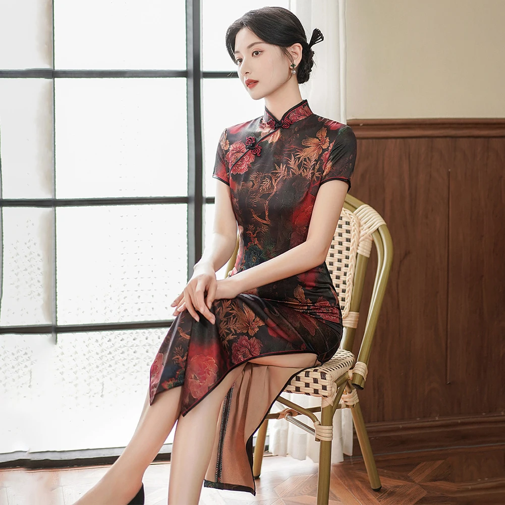 ชุดเดรสผู้หญิงสไตล์กี่เพ้า สำหรับงานปาร์ตี้ แฟชั่นประจำวัน ทรงเข้ารูป ผ้านุ่ม สวยงาม ยืดหยุ่น ระบายอากาศได้ดี