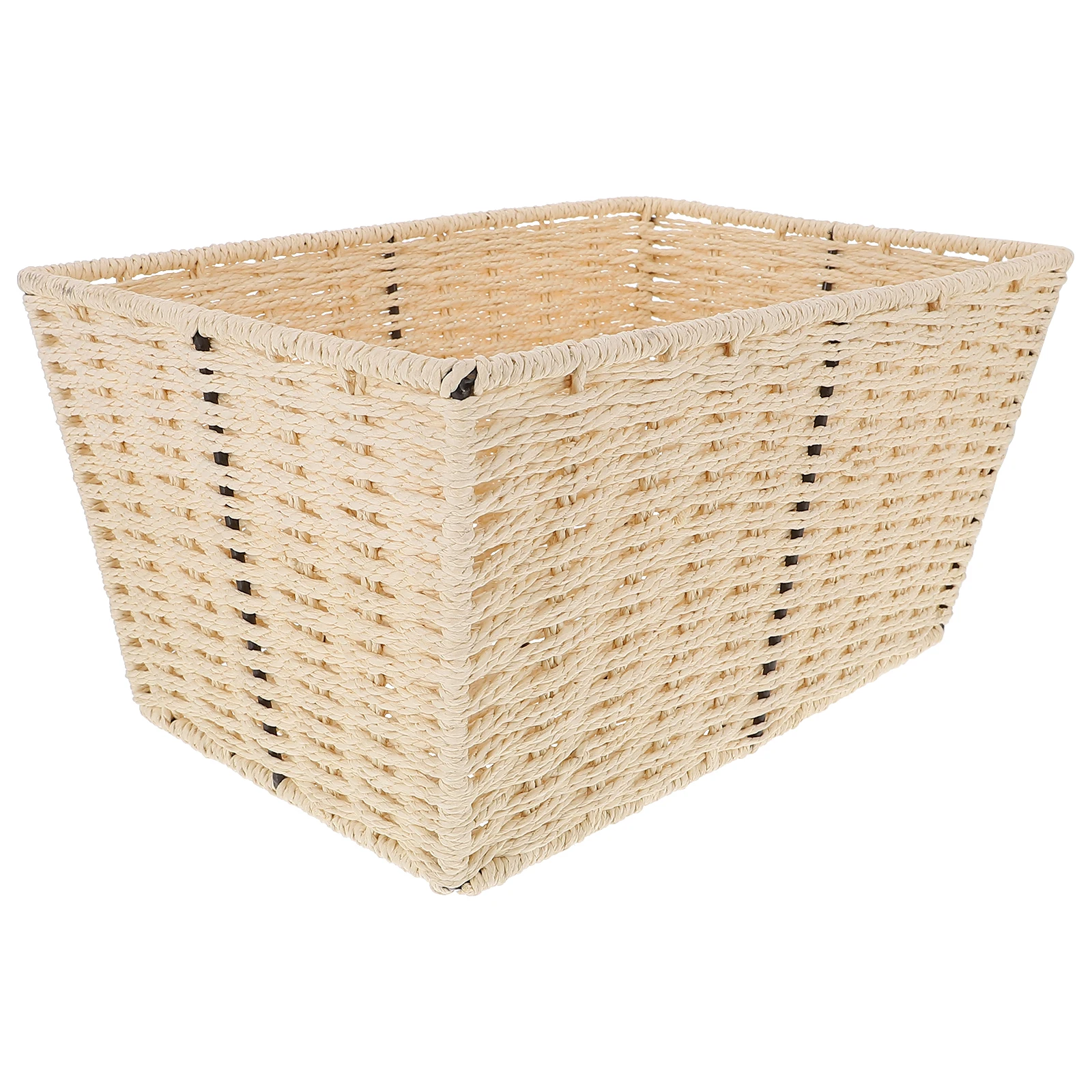 

Woven Storage Basket Imitated Rattan Paper Rope Long Use Hotel Bedroom Decorative Simple Design Flat Base Desktop Stable