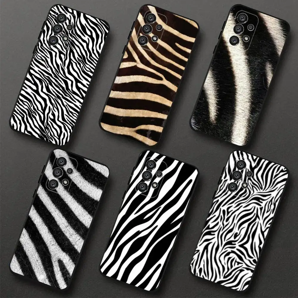 

Zebra Skin Phone Case For Samsung S 25,24,23,22,30,21,10,9,Ultra,Plus,Lite,FE,4,5G Black Soft Case