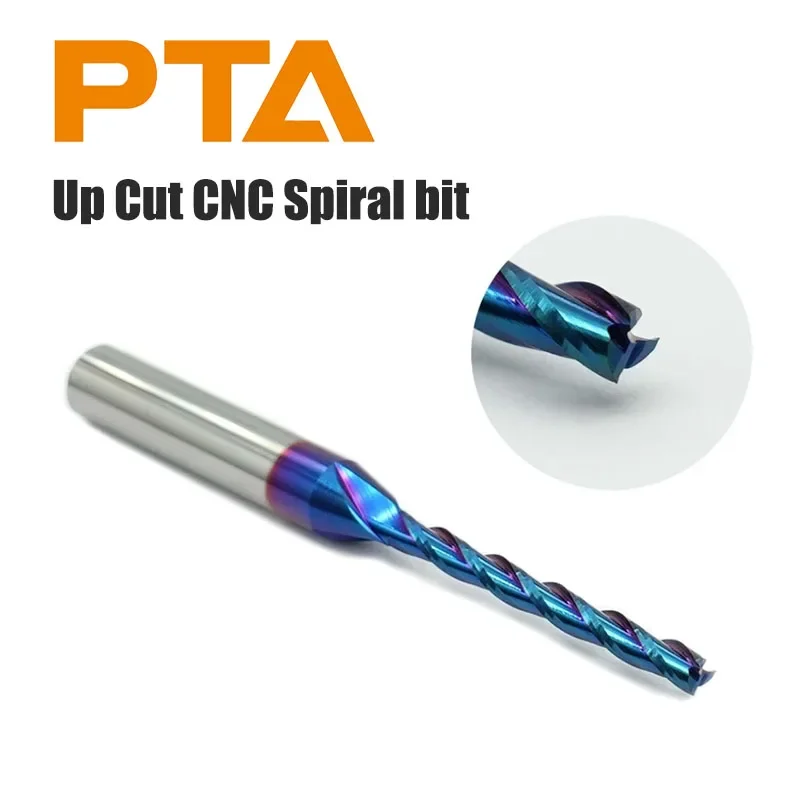 

CNC Router Bit 3 Flutes 1/8 inch Cutting Dia 1/4 inch Shank Spiral Solid Carbide End Mill with NACO Coating for Wood Cut Carving