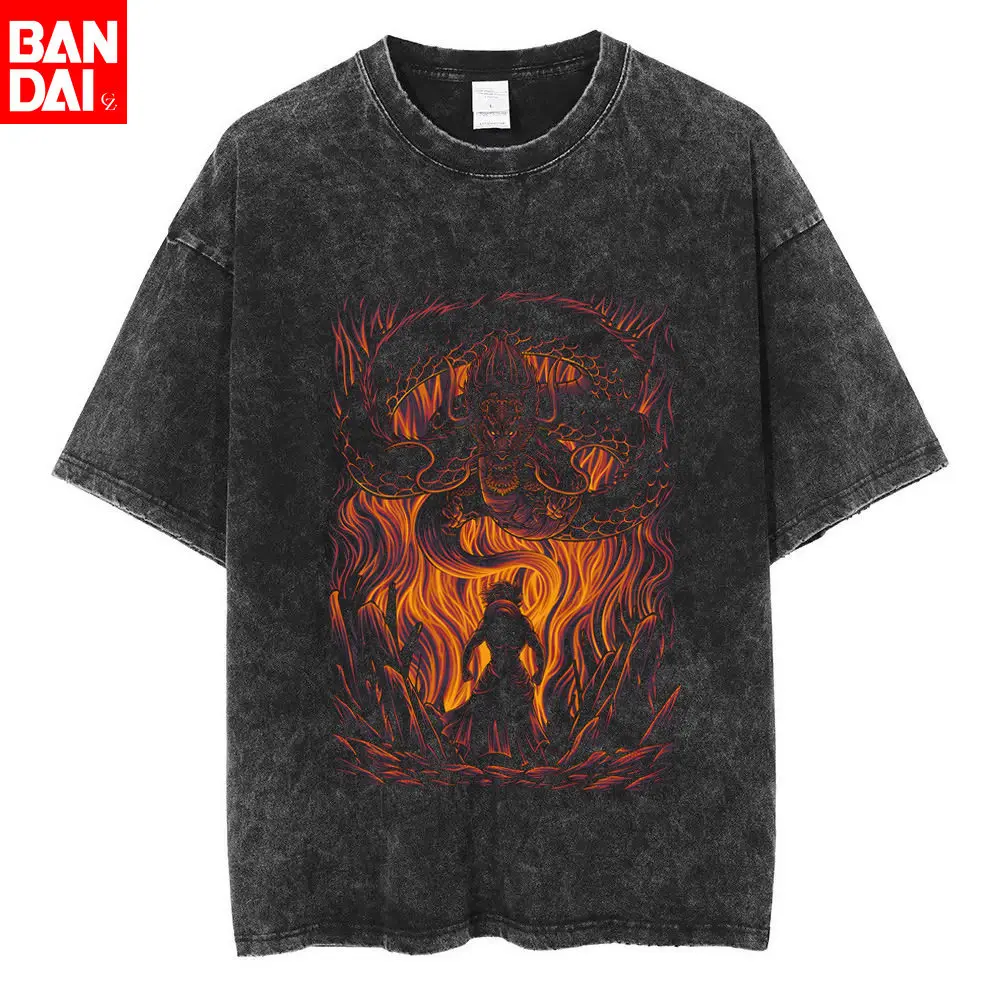 

Футболка One Piece Monkey D. Луффи Gear 5 против Кайдо Драгон, винтажная, с эффектом потертости, уличная одежда, аниме-графика, для мужчин и женщин, повседневная, топ