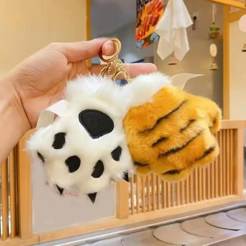 95AE Paw Keychain Paw Keyring Plush Keychain Stuffed Keychain Bag Pendant